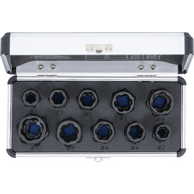 BGS Spiral-Profil-Steckschlüssel-Satz / Schraubenausdreher Antrieb Innensechskant 10 mm (3/8 ) / Außensechskant SW 9 - 19 mm 10-tlg BGS Do it yourself 20210