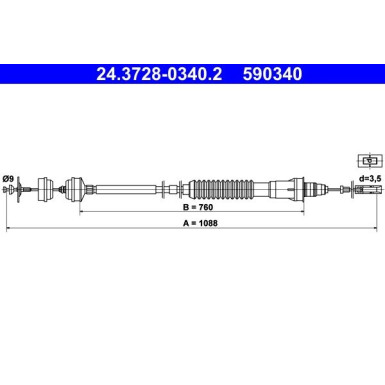 24.3728-0340.2 Seilzug, Kupplungsbetätigung