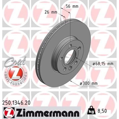 ZIMMERMANN Bremsscheibe 250.1346.20 Coat Z