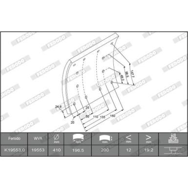 Bremsbelag Iveco T. Eurost | K19553.0 Bremsbelag Iveco T. Eurost | K19553.0