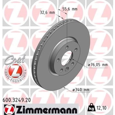ZIMMERMANN Bremsscheibe | 600.3249.20