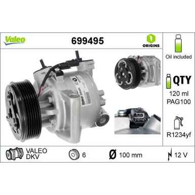 KOMPRESSOR, KLIMAANLAGE Valeo Origins New OE TECHNOLOGIE VAL699495