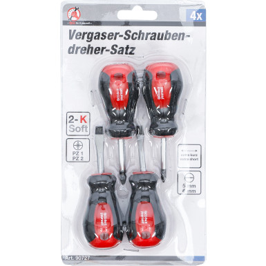 BGS Vergaser-Schraubendreher-Satz | Schlitz / Kreuzschlitz PZ | Klingenlänge 40 mm | 4-tlg | 90727