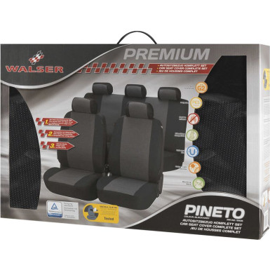 Autositzbezug Pineto | 2VS 2tlg 5NS 1RS 6tlg, schwarz-grau | 12435