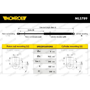 MONROE Gasfeder, Koffer-/Laderaum | ML5789