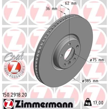 ZIMMERMANN Bremsscheibe 150.2918.20 Coat Z