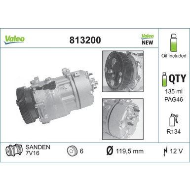 Kompressor, Klimaanlage VALEO CORE-FLEX 813200