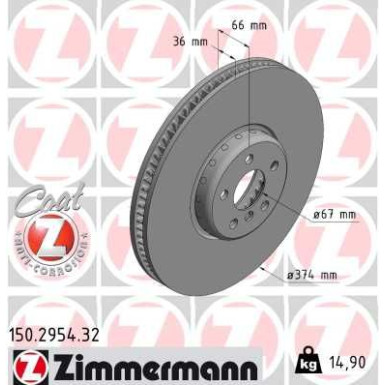 ZIMMERMANN Bremsscheibe 150.2954.32 FORMULA F