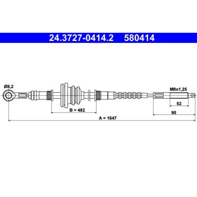 ATE Handbremsseil Seilzug Festellbremse 24.3727-0414.2