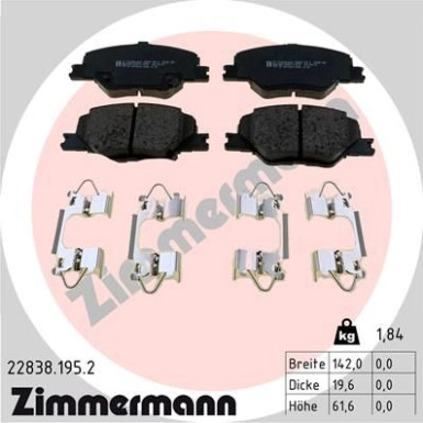 ZIMMERMANN Bremsbelagsatz, Scheibenbremse | 22838.195.2