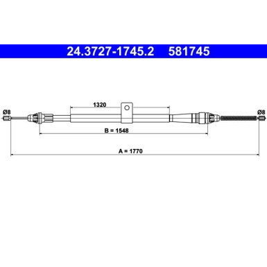 ATE Handbremsseil Seilzug Festellbremse 24.3727-1745.2 ATE Handbremsseil Seilzug Festellbremse 24.3727-1745.2