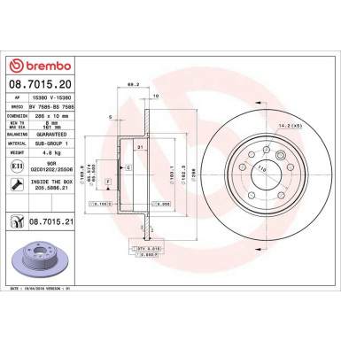 BREMBO Bremsscheibe | 08.7015.21
