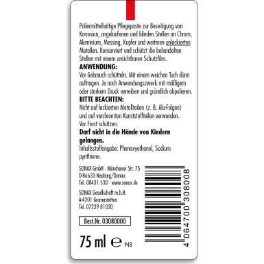 Sonax Chrompaste 75ml Chrom+AluPaste 03080000