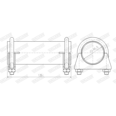 DM45,5 L135 Rohrverbinder | Rohr mit Bügel | 86045