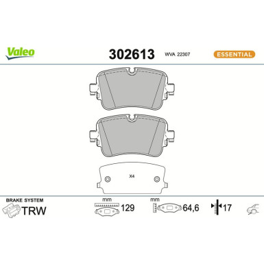 VALEO Bremsbeläge 302613
