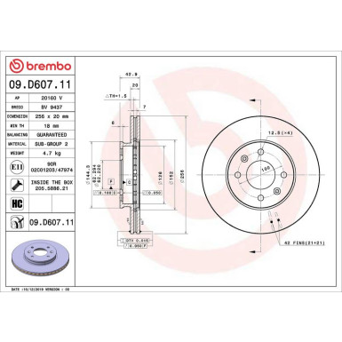 Bremsscheibe VA KIA Picanto 17 PRIME LINE - UV Coated 09.D607.11