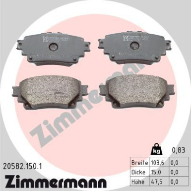ZIMMERMANN Bremsbelagsatz, Scheibenbremse | 20582.150.1
