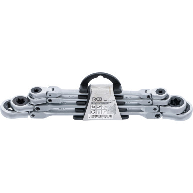 BGS Doppel-Ratschen-Ringschlüssel-Satz | abwinkelbar | mit E-Profil RiNGK | öpfen | SW E6  E24 mm | 4-tlg | 71028