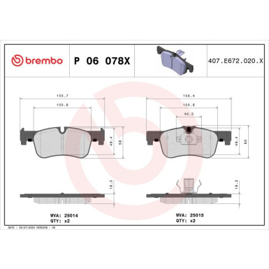 BREMBO Bremsklötze Xtra VA BMW 1, 2 10 XTRA LINE P 06 078X