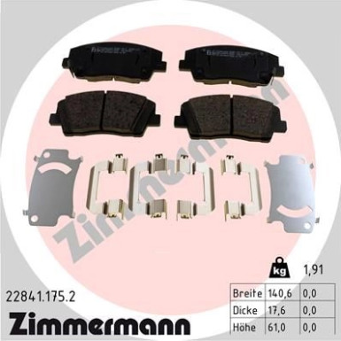 ZIMMERMANN Bremsbelagsatz, Scheibenbremse | 22841.175.2