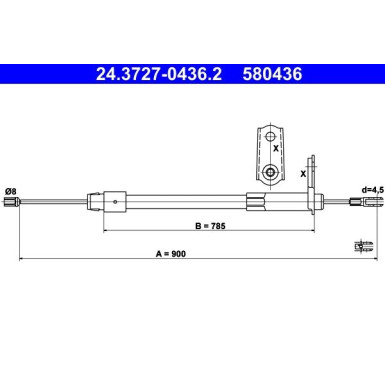 ATE Handbremsseil Seilzug Festellbremse 24.3727-0436.2