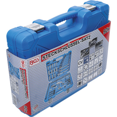 BGS Steckschlüssel-Satz Sechskant | Antrieb 6,3 mm (1/4"""") / 10 mm (3/8"""") | Zollgrößen | 92-tlg | 2299