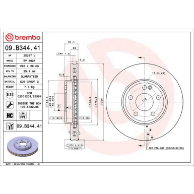 15 481 098 Bremsscheibe VA MERCEDES W176,W246 11 PRIME LINE - UV Coated 09.B344.41