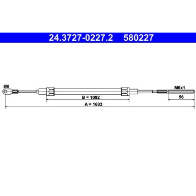 ATE Handbremsseil Seilzug Festellbremse 24.3727-0227.2