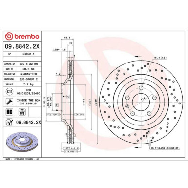 Bremsscheibe HA Xtra | AUDI A6 04-11 | 09.8842.2X