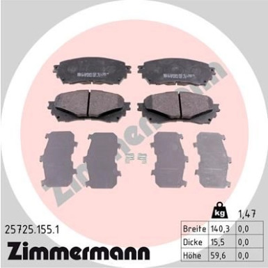 ZIMMERMANN Bremsbelagsatz, Scheibenbremse | 25725.155.1