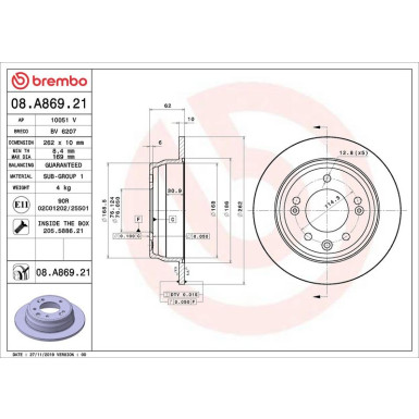 Bremsscheibe HA | HYUNDAI | 08.A869.21