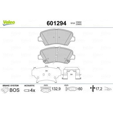 VALEO Bremsbeläge | 601294