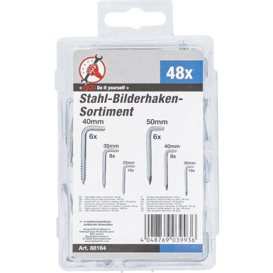 BGS Stahl-Bilderhaken-Sortiment 48-tlg BGS Do it yourself 88164