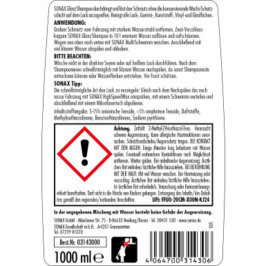 Sonax Glanzshampoo Konzentrat 1L GlanzShampoo Konzentrat 03143000