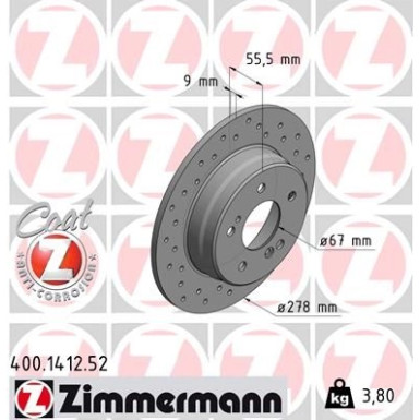 15 482 014 Sport Bremsscheibe HA Sport | MERCEDES W202,W203,W210,R170 95 | 400.1412.52