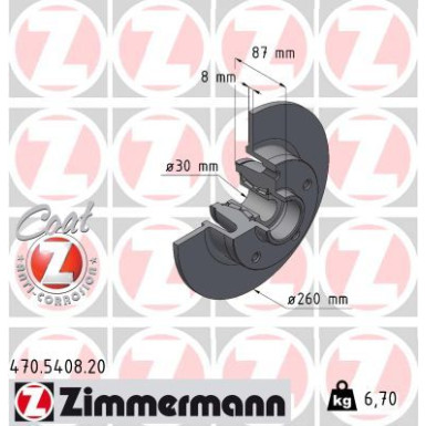 ZIMMERMANN Bremsscheibe 470.5408.20 Coat Z