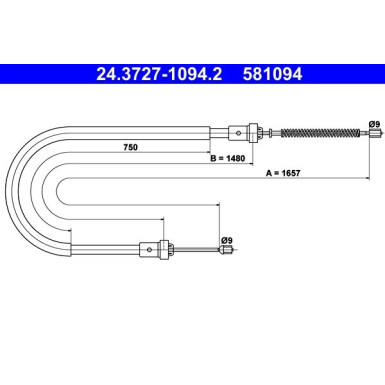 ATE Handbremsseil Seilzug Festellbremse 24.3727-1094.2