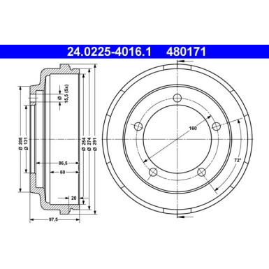 ATE Bremstrommel 24.0225-4016.1