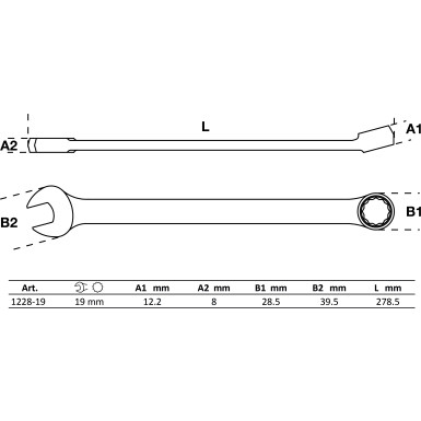 BGS Maul-Ringschlüssel | extra lang | SW 19 mm | 1228-19