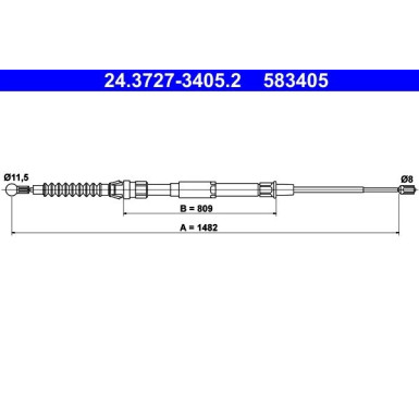 ATE Handbremsseil Seilzug Festellbremse 24.3727-3405.2