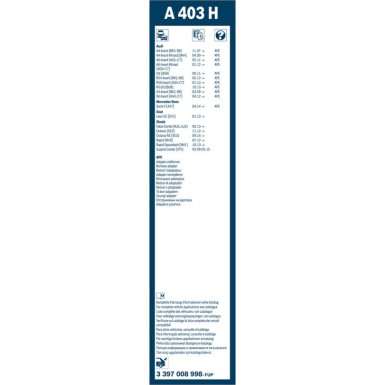BOSCH | Scheibenwischer Aerotwin A403H 400 | Skoda Superb | 3397008998