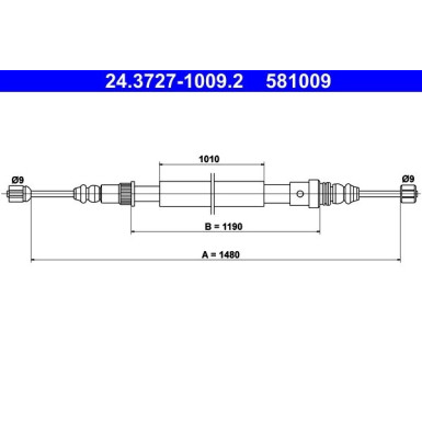 ATE Handbremsseil Seilzug Festellbremse 24.3727-1009.2