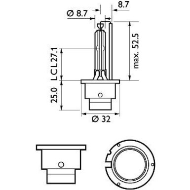 D2S 35W P32d-2 WhiteVision 5000K Xenon 1 St. Philips | P32d-2, Xenon-Lampe | 85122WHV2S1