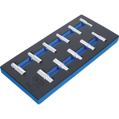 BGS Werkstattwageneinlage 1/3: Steckschlüssel-Einsätze Sechskant | 10 mm (3/8"""") | 8 - 19 mm | tief | 11-tlg | 4058