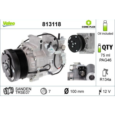 VALEO Kompressor, Klimaanlage 813118 VALEO CORE-FLEX