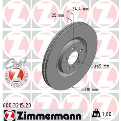 ZIMMERMANN Bremsscheibe 600.3215.20 Coat Z