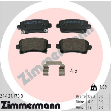ZIMMERMANN Bremsbeläge 24421.170.3 ZIMMERMANN Bremsbeläge 24421.170.3