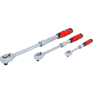 BGS Umschaltknarren-Satz | ausziehbar | Abtrieb Außenvierkant 6,3 mm (1/4"""") - 10 mm (3/8"""") - 12,5 mm (1/2"""") | 3-tlg | 72113