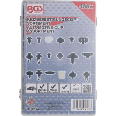 BGS Kfz-Befestigungsclip-Sortiment für Nissan | 408-tlg | 9143