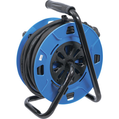 BGS Kabeltrommel | 25 m | 3x1,5 mm² | 4 Steckdosen mit Verschlusskappe | IP 44 | 3500 W | 3375